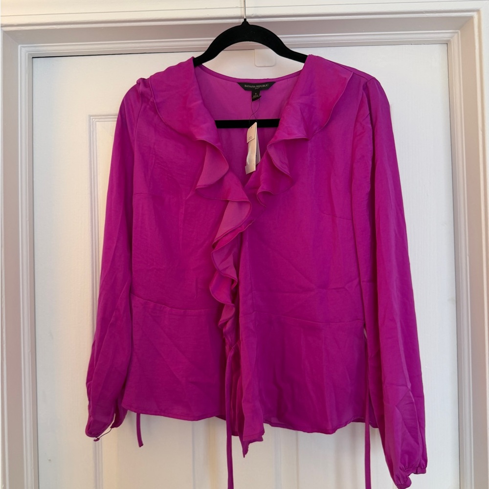 Banana Republic Vibrant Pink Ruffle Blouse